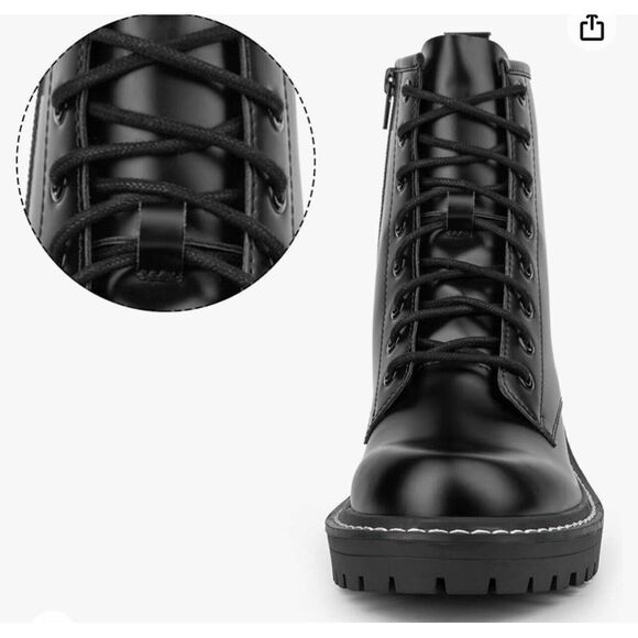 ICHIGO Women's Fashion Lace Up 8-Eye Side Zipper Combat Boots/ Size 7‎ - Picture 4 of 12